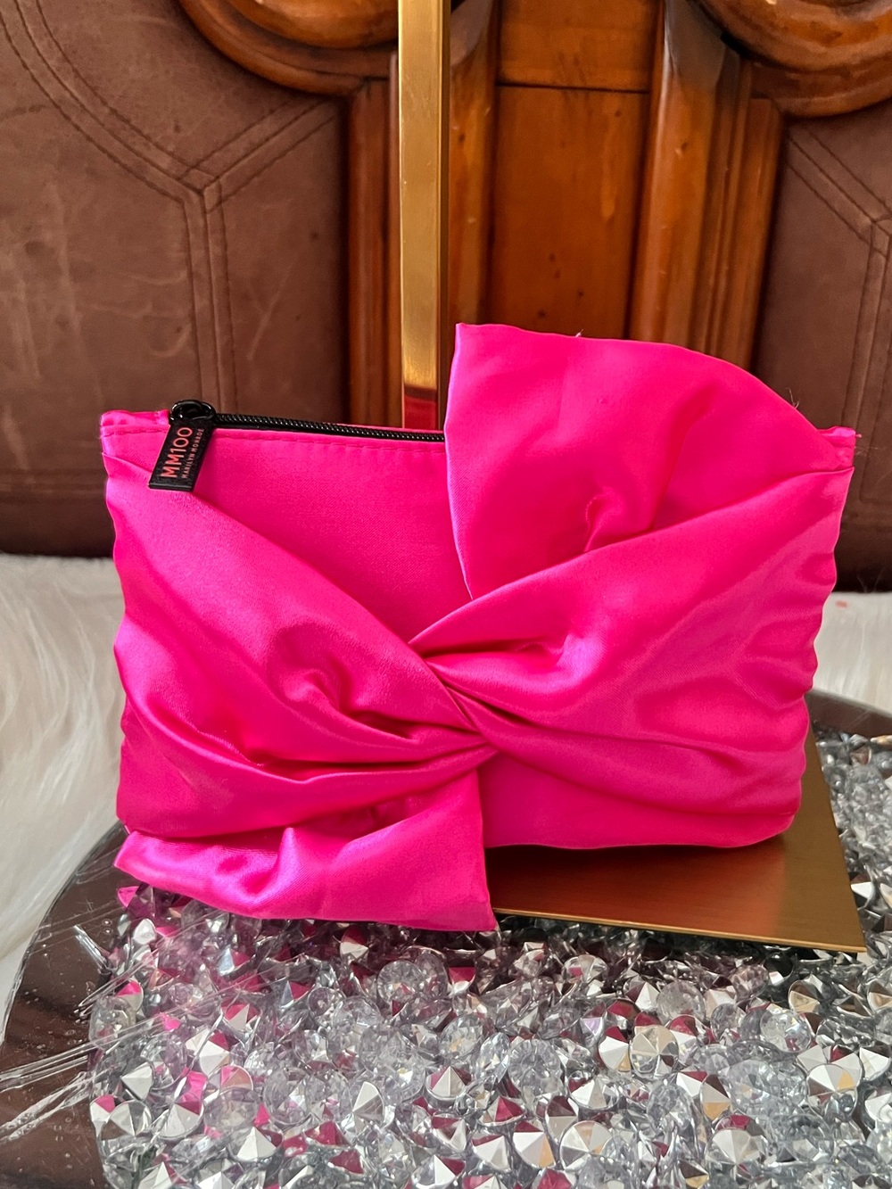 Marilyn Monroe Hot Pink Satin Knot Wristlet Clutch